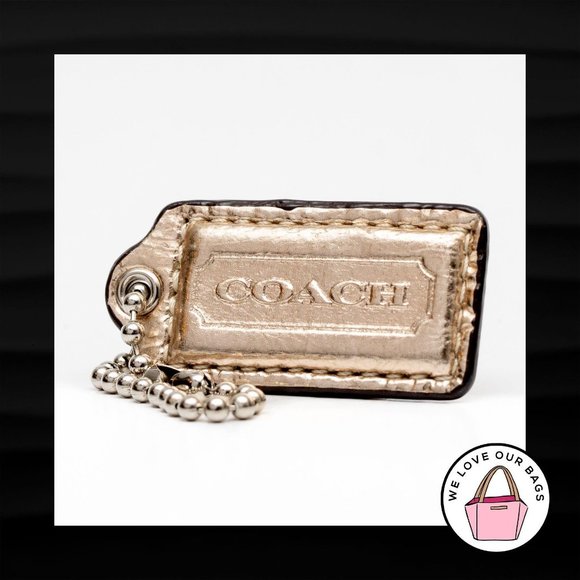 2" COACH GOLD METALLIC LEATHER KEY FOB HANGTAG - Picture 1 of 1